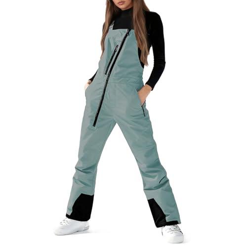 Traje Nieve Mujer - Pantalones De Esquí Baggy Pantalon Ski Mujer Pantalón Impermeable Resistentes con Multibolsillos Pantalones Nieve Mujeres Cálidos Senderismo Ropa Ski Gris XL