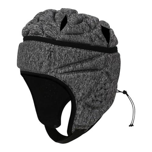 ALCXAZS Casco Suave Ajustable para Portero de fútbol, Transpirable y cómodo para el Campo. Casco de Rugby, Protector Cabeza para Rugby y fútbol, Gris, 42x20cm