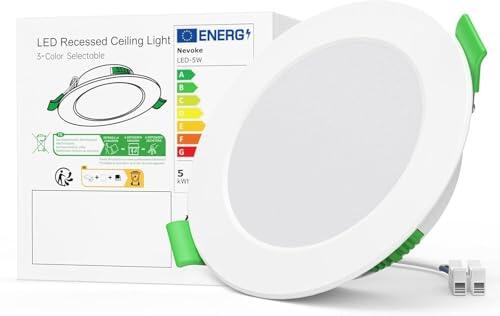 Juego de focos empotrados LED 1 focos, 4 W, ultraplado 360 LM, IP44 impermeable, lote de focos empotrables 68-78 mm, 2700 K blanco cálido/4000 K blanco neutro, 6000 K frío