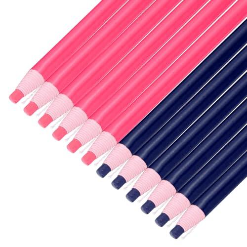 QUARKZMAN 12 Piezas Lápices De Grasa Despegables, Marcadores De China De Color Para Vidrio Metal Plástico Papel, Lápices De Cera Sin Afilar Para Colorear Dibujar Marcar, Azul Y Rosa