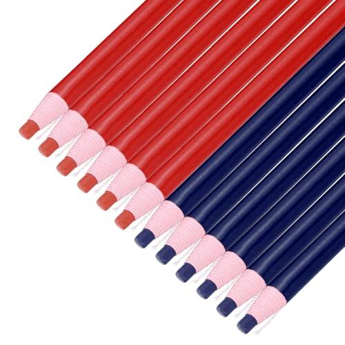 QUARKZMAN 12 Piezas De Lápices De Grasa Despegables, Marcadores De China A Color Para Vidrio Metal Plástico Papel, Lápices De Cera Sin Afilar Para Colorear Dibujar Marcar, Azul Y Rojo
