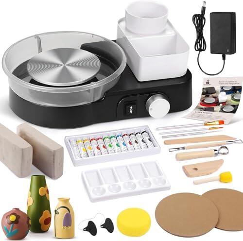 Innofans Torno Ceramica Eléctrico para Principiantes y Profesionales – Kit de Ceramica Completo para Casa con 1kg de Arcilla, 0-200 RPM y Accesorios, Máquina de Alfarería para Proyectos DIY