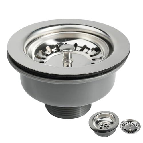 RowGlow desagüe fregadero inox ø 110 mm G1½ + Tapón Fregadero, 304 Acero inoxidable + ABS, desagüe 110mm se adapta a agujeros de fregadero estándar británicos (83-90 mm)(110mm)