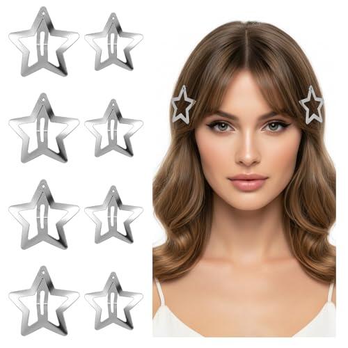 HJZHII 60 pinzas para el pelo de estrella plateada, pasadores de metal con estrellas de los años 2000, pinzas antideslizantes para el cabello, accesorios para el cabello para mujeres (1.6 pulgadas y