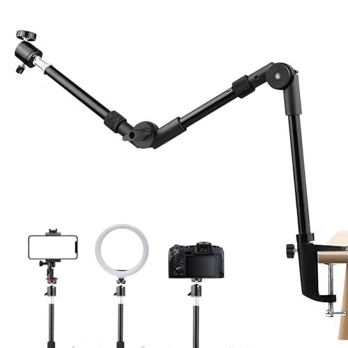 Soporte para cámara web, soporte para cámara de 22 pulgadas, cuello de cisne plegable con tornillos de 1/4 pulgadas para cámaras DSLR, Logitech Webcam, luz de anillo, proyecto, cámara de mano, Gopro