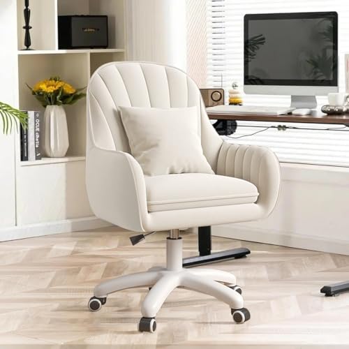 Silla de Oficina para el hogar Sillas de Terciopelo para tocador Silla de Maquillaje con Ruedas Sillas de Ordenador con Respaldo Medio Silla giratoria pequeña con Ruedas y Altura Ajustable