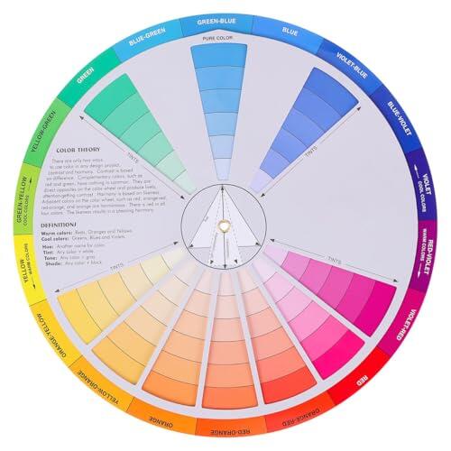 VANZACK Círculo de colores creativo para artistas, tabla de colores, herramienta de enseñanza para clases de arte sobre mezcla de maquillaje e diseño de interiores, papel multicolor de 9 pulgadas