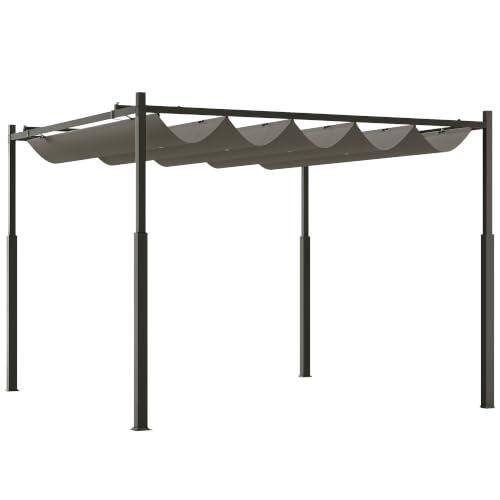 Transforma tu jardín con la pérgola Outsunny de 3x3 metros y techo retráctil