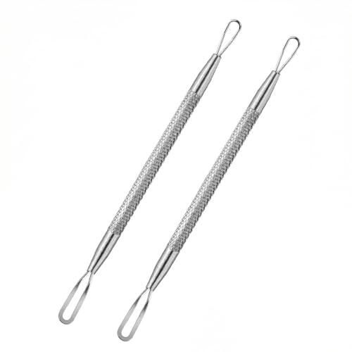 LEOUEANR 2 piezas de bucle removedor de puntos negros, herramienta extractora de espinillas de acero inoxidable de doble cara para tratamiento profesional de manchas y uso de kit de reventón de