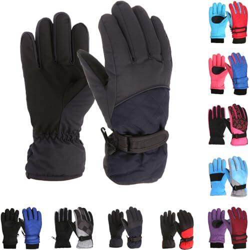 Generisch Guantes de esquí para niños, resistentes al viento, impermeables, guantes de nieve, guantes cálidos de invierno para niños y niñas, guantes infantiles para esquí, snowboard