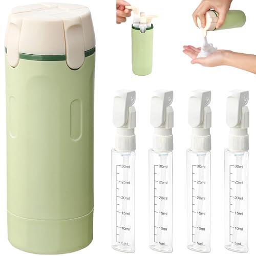 Pipihome 4 en 1 Botes Viaje Rellenables, Botellas de Viaje a Prueba de Fugas, Botellitas Pequeñas para Rellenar, Kit Viaje Avion Botes, Kit de Viaje para Champú, Crema, Loción (B)