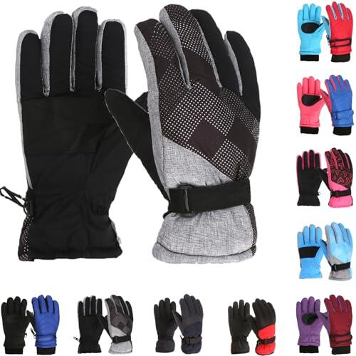 Generisch Guantes de esquí para niños, resistentes al viento, impermeables, guantes de nieve, guantes cálidos de invierno para niños y niñas, guantes infantiles para esquí, snowboard