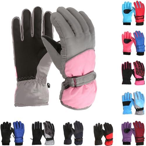 Generisch Guantes de esquí para niños, resistentes al viento, impermeables, guantes de nieve, guantes cálidos de invierno para niños y niñas, guantes infantiles para esquí, snowboard