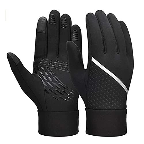 Generisch Guantes de esquí para adultos con guantes de invierno reflectantes, tiras de equitación, forro polar antideslizante, cálidos, impermeables, guantes para exteriores (negro, L)