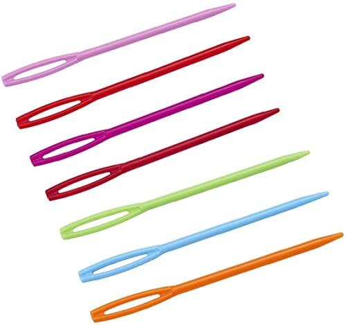 40 agujas de plástico multicolor para niños, 7 cm, para costura, binca y tapiz