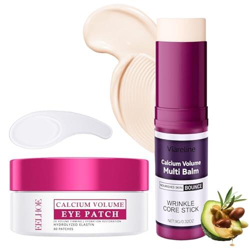 Calcium Multi Balm + Mascarilla para ojos,Calcium Volume Multi Balm Stick,Calcium Volume Multi-Bálsamo,Colágeno Hidratante Stick,Bálsamo Multiusos con Calcio,para todos los tipos de piel