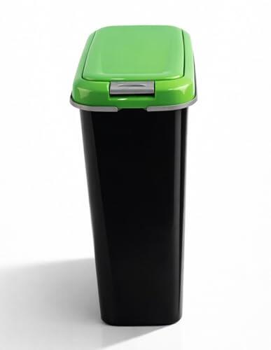 Jardin202 - Cubo de Basura con Tapadera Basculante - 15L / 25L / 30L / 50L - Papelera Ideal para Cocina, Baño y Oficina | 25 L (Verde - Negro)