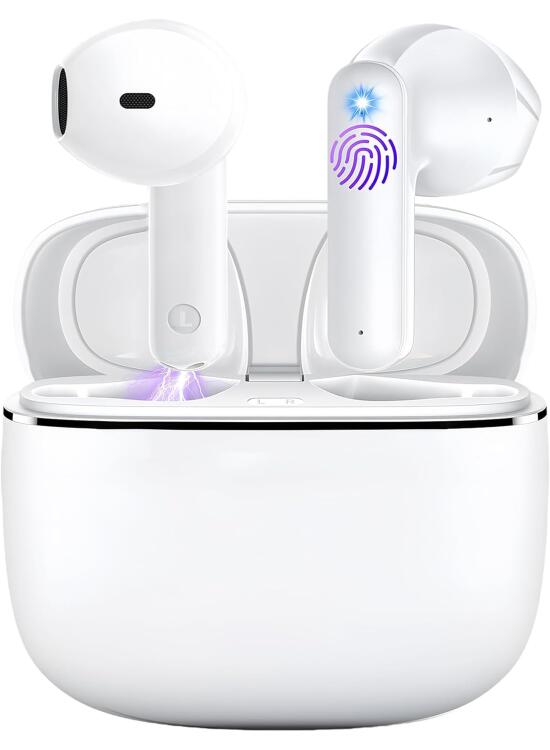 Auriculares Inalambricos, Auriculares Bluetooth 5.4 HiFi Estéreo, 36H Cascos Inalambricos Bluetooth con 4 HD Mic, IP7 Impermeable, Reducción de Ruido, Ajuste Cómodo, Audifonos para iPhone/iOS/Android