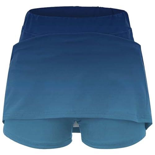 Genérico Falda-Pantalones casuales para mujer de cintura media con bolsillos para ropa deportiva dos en una para la comodidad diaria, Azul oscuro., L