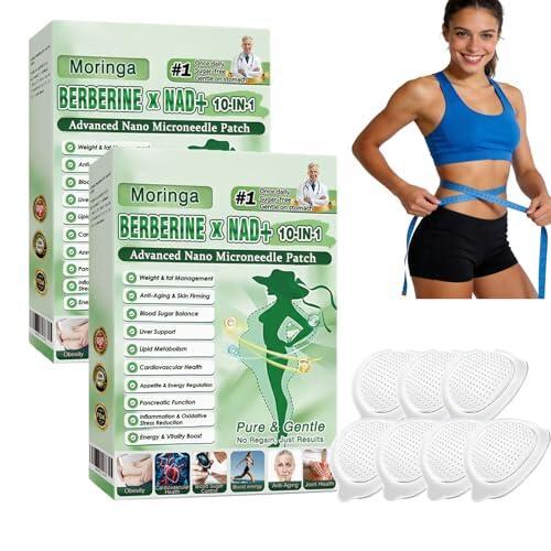 Moringa, Parches adelgazantes 10 en 1, parche avanzado de microagujas Moringa 10 en 1, berberina para adelgazar, parche de metabalance profesional para hombres y mujeres (2pcs)