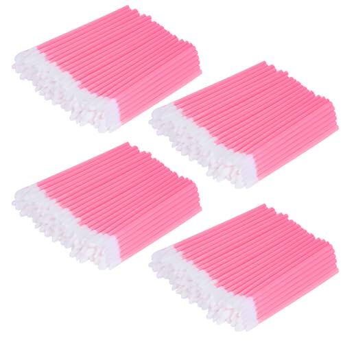 Alaoo 200PCS Cepillos para Maquillaje de Labios,Cepillo de Labios Desechable,Cepillos de Lápiz Labial, Pincel Labios de Brillo,Pinceles Aplicador Labial,Pinceles de Maquillaje para Cejas,Rosa,A