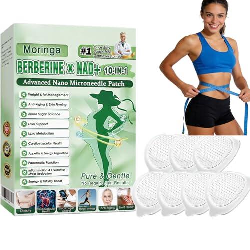 Moringa, Parches adelgazantes 10 en 1, parche avanzado de microagujas Moringa 10 en 1, berberina para adelgazar, parche de metabalance profesional para hombres y mujeres (1pc)