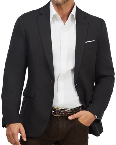 Blazer Hombre Elegante 1 Botón Regular Fit Chaqueta Traje Americana Casual Negocio Oficina Boda Evento Formal Primavera Verano Entretiempo Negro M