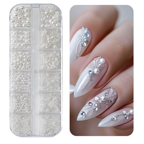 KAHZOR 1 pcs 12 decoracion uñas, diamond nail art cuentas, perlas Rejillas de Diamantes de imitación para decoración de uñas Perlas decoración de uñas semicirculares