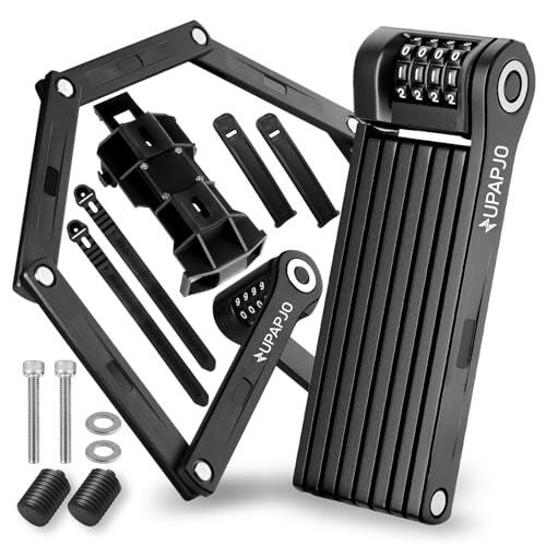 120 cm Candado Bicicleta Plegable, Candado Bicicleta Antirrobo con Soporte