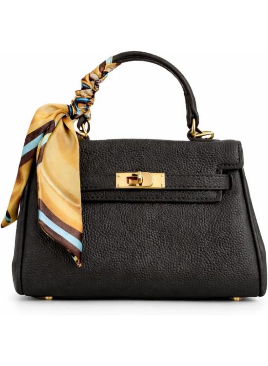 Genérico Bolso Mujer Pequeño Elegante – Bolso de Mano Mini con Pañuelo Decorativo – Diseño Clásico Estructurado para Fiesta, Diario y Ocasiones Especiales