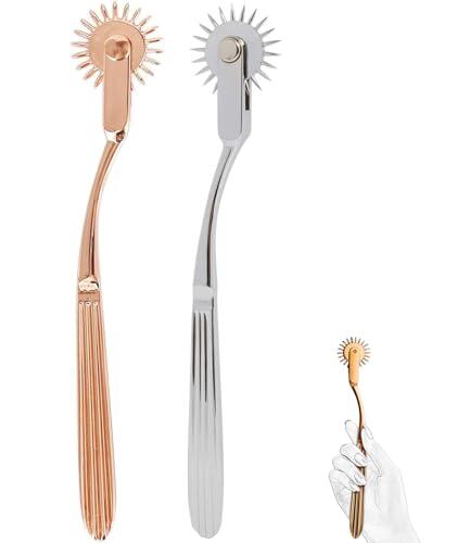 Set de 2 Rodillos de Acero Inoxidable en Oro y Plata – Ruedas de Masaje Sensorial Iguales para Parejas, Accesorio BDSM Versátil para Estimulación Corporal, Juegos de Rol y Experiencias Creativas