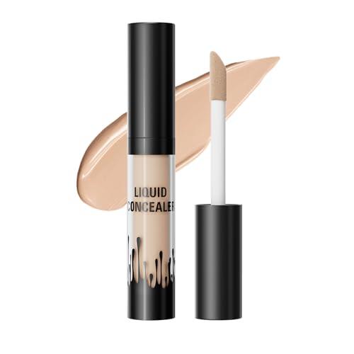 Corrector de Ojeras, Impermeable Líquido Maquillajes correctores, 24H De larga duración, Corrector para ojeras, lagrimeo, pecas, acné, pigmentación e imperfecciones (Tono natural)