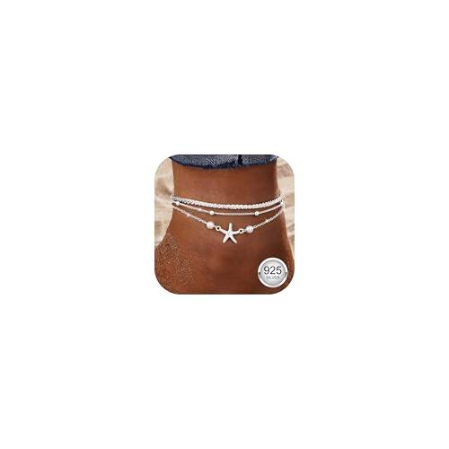 Adramata Pulsera Tobillera Mujer Ajustable Tobilleras de Plata Corazón CZ Tobilleras de Plata/Oro Joyas de Pie de Playa Tobillera Regalo para Mujere Niña