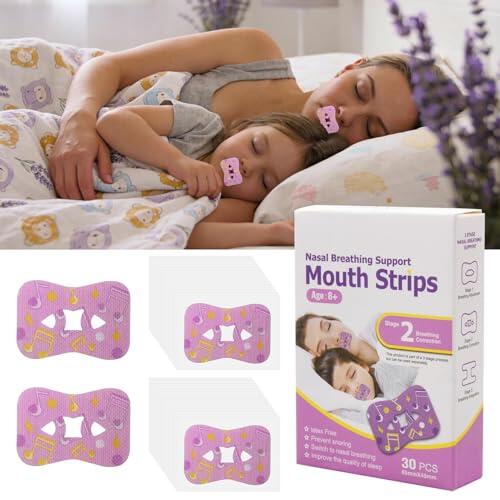 30PCS Cinta Bucal para Dormir, Tiras Bucales Antirronquidos, Cintas Anti Ronquidos, Mouth Tape, Mejora la Calidad del Sueño, Reduce la Respiración por la Boca, Niños y Adultos (Fase 2)