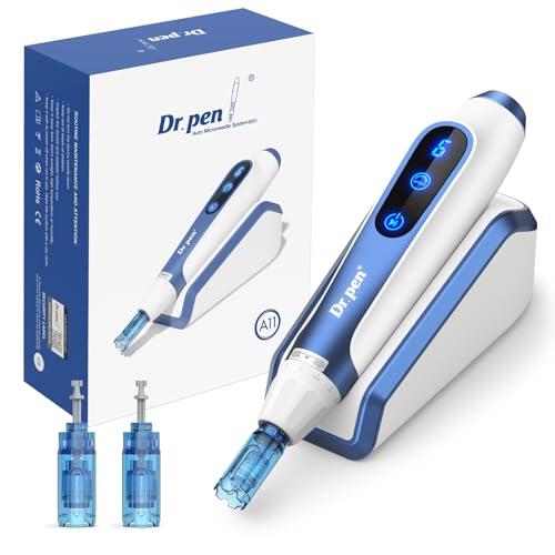 Dr. Pen A11 Microneedling Pen — Dispositivo Microneedling Original con Base de Sensor & 6 Velocidades, apto para Rostro, Cuerpo & Cabello – 2 Cartuchos