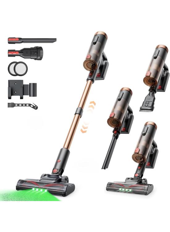 Proscenic P11 Ultra+ Aspiradora sin Cable 50KPa/500W/50Min, Ligera y Autónoma, Aspiradora Escoba Vertical Potente con Luz Verde, Cepillo Antienredos y Pantalla LED, Alfombras/Suelos/Pelo de Mascotas