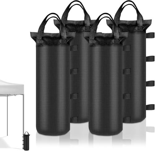 auriikoop Saco de Arena 4 Piezas Sacos de Arena, 49 x 20 cm Saco de Arena de 800D Nailon Oxford con 4 Correas de Seguridad, Sacos de Arena con Asa de Transporte para Cenador, Toldo, Jardín, Playa
