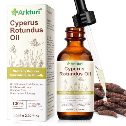 Cyperus Rotundus Oil para depilación, 60 ml, 100% puro natural, aceite de Cyperus Rotundus reduce el crecimiento del vello después del afeitado, calma la piel y refina los poros, adecuado para todos