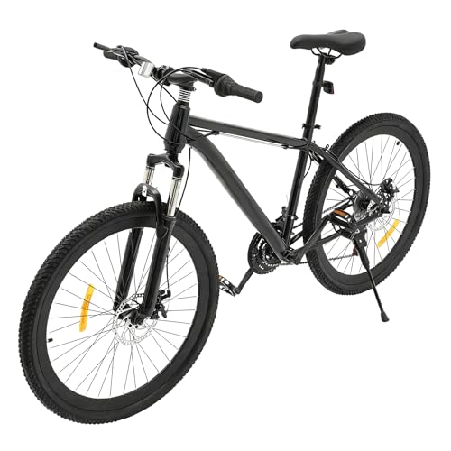 Bicicleta de montaña Hardtail de 26 pulgadas, bicicleta para adultos con frenos de disco de 21 velocidades, horquilla de suspensión, marco de acero resistente y luces LED para adultos