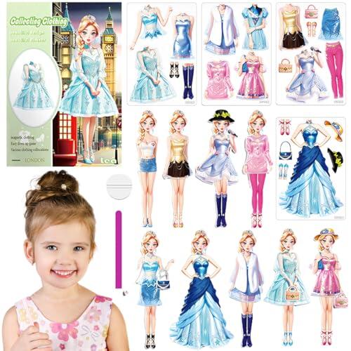 DIFLAX Muñecas de Vestir Magnéticas Muñeca de Papel de Vestir de Princesa Juguete de Juego de Viaje de Simulación y Juego Muñeca de Portátil para Vestir Princesas Regalo para Niña (Lea)