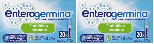 Enterogermina Probiótico Niños y Adultos |Ayuda Salud Intestinal I 40 Viales Bebibles 5 ml (2 Packs x 20)| Sin Sabor, Sin Azúcar, Sin Gluten I Bacillus Clausii 4.000 Millones UFC