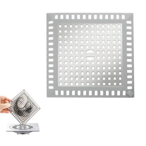 IBXWMNG Colador de Pelo para Ducha Cuadrado de Acero Inoxidable 304 Tapa de Desagüe para Baño Rejilla de Desagüe de Ducha Filtro de Pelo Antiobstrucción para Fregadero 123x123mm