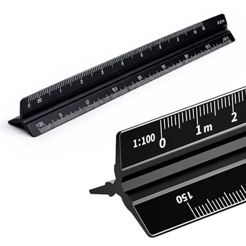 KEPYATI Escalímetro Profesional - Regla Triangular De Aluminio - 15 Cm - 1:20 1:50 1:75 1:100 1:125 (Versión Portátil)