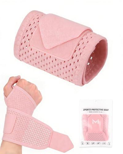 CULEB Muñequera Tunel Carpiano,Muñequeras Tendinitis Ajustable Transpirable,Ferula Tunel Carpiano para Tendinitis,Dolor Articulaciones,Esguinces,Palm Support,Mano Izquierda y Derecha(Rosa)