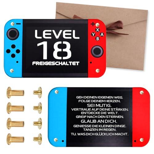 Cajas de regalo de cumpleaños para hombres, cajas de regalo de madera con tabla de madera y sobre, gamepad para juegos, tarjeta de cumpleaños decorativa (18 cumpleaños niño)