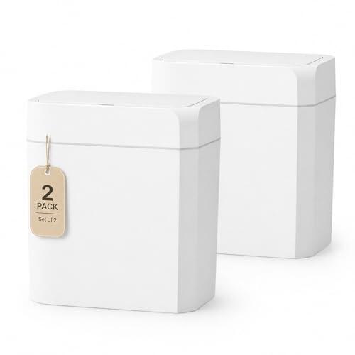 sapisecret Cubo de basura automático con sensor (2 unidades (aprox. 12 L + 16 L) – Cubo de basura eléctrico con tapa para cocina, baño y WC – Sin contacto, impermeable y a prueba de olores, silencioso