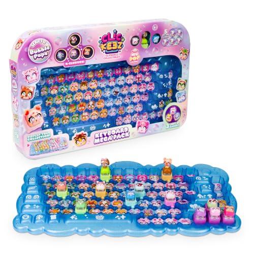 Goliath - CLICKEEZ - Keyboard Mega Pack Serie 3 Bubble Pops Fidget Toy 6+ | Teclado Caja Collector con 12 Keycaps ASMR, 4 Exclusivos, 3 Bases Light-Up, Llavero y Caja para Guardar la Colección Pop
