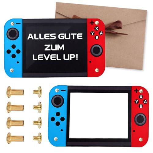 Cajas de regalo de cumpleaños para hombres, cajas de regalo de madera con tabla de madera y sobre, gamepad para juegos, tarjeta de cumpleaños, decoración de jugador, regalo (regalo decorativo)