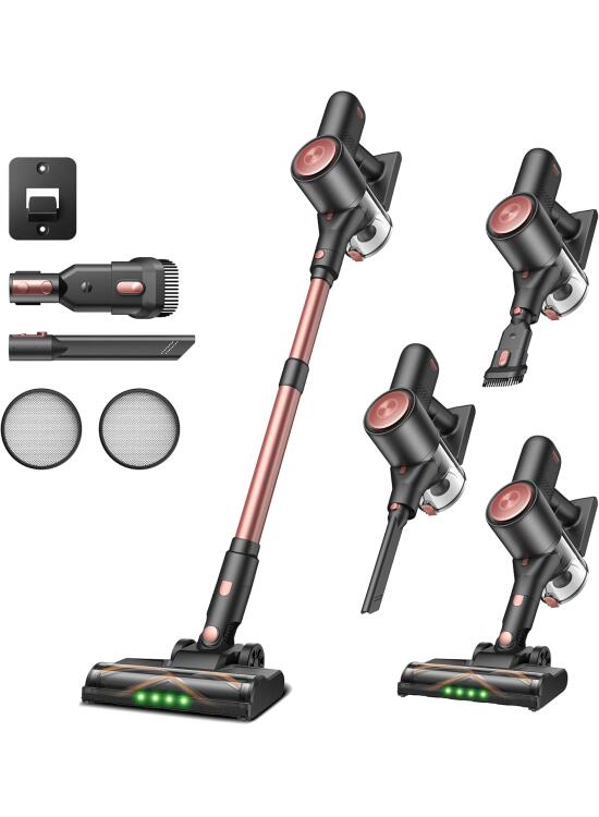 Vexilar V10Pro Aspiradora sin Cable 45KPa, Aspiradora Inalámbrica Autonomía 45 Minutos, Potente Succión,Batería Extraíble, Aspirador Escoba Inalámbrica para Suelos/Alfombras/Coche/Pelo de Mascotas