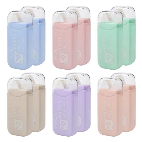Suevut 12 Piezas Pegamento Roller,rodillo adhesivo con cinta, Para manualidades,Adecuado para álbumes de fotos, proyectos creativos, escuelas, oficinas, álbumes de recortes y diarios. 6 mm × 6 m
